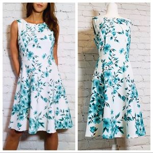 Gorgeous Teal + White Floral Day Dress ❤️